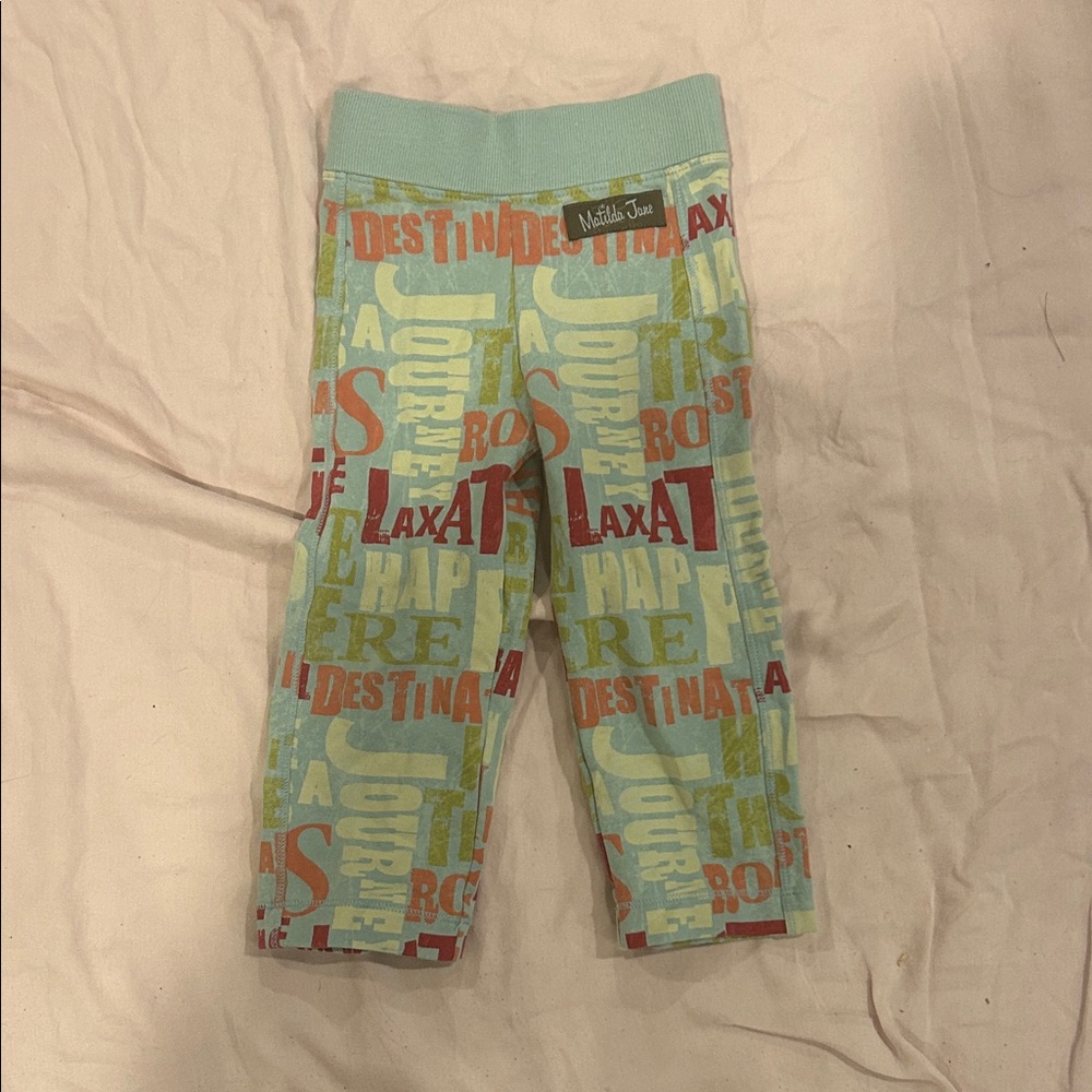 Matilda Jane Aqua and Red Graphic pants